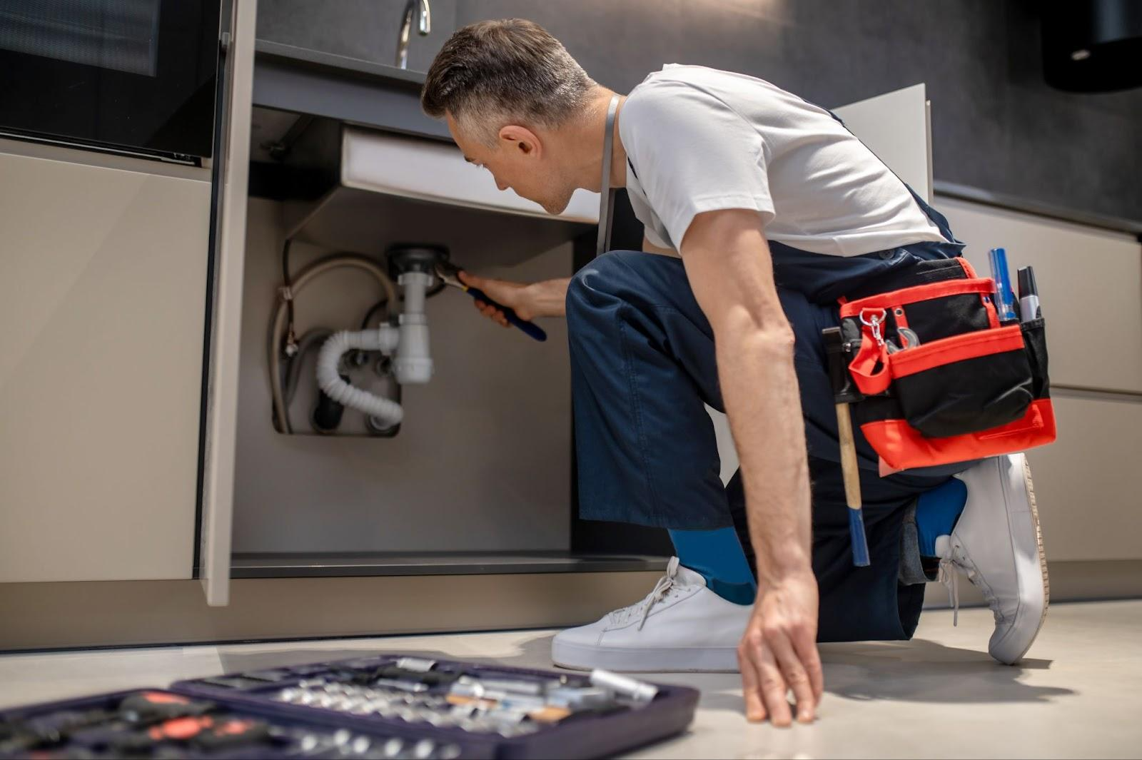 a plumber fixing a sink